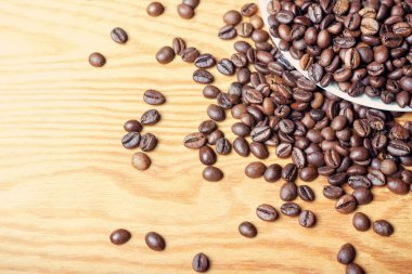 Ahşap zemin hazırlanması için taze kahve çekirdekleri