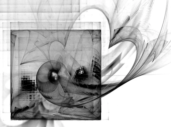 Cuadrado fractal abstracto, corazón, parrilla. Imágenes texturizadas en negro — Foto de Stock
