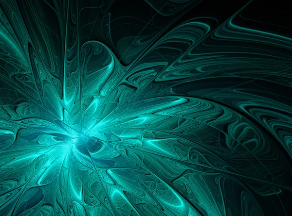 Fundo fractal abstrato com ornamentos turquesa e uma lasca — Fotografia de Stock