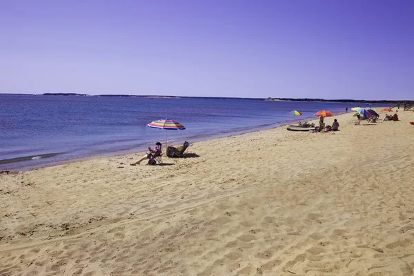 Τρέχον, Ma στο Cape Cod με ομπρέλες παραλίας. — Φωτογραφία Αρχείου