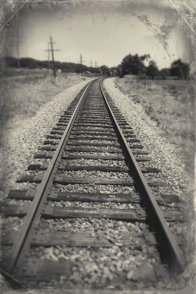 Pistas de tren con en Luray, Virginia blanco y negro . — Foto de Stock