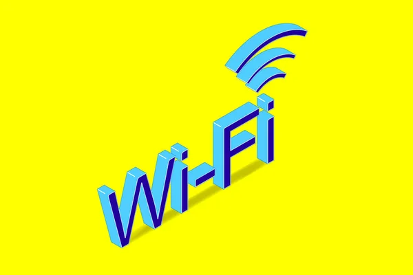 Symbole Réseau Sans Fil Texte Wifi Simple Image Isométrique Sur — Image vectorielle