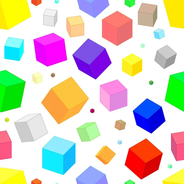 Colorful Isometric Cubes Different Sizes Shapes White Background Cartoon Style — Stock Vector