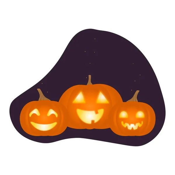 Festive Pumpkins Halloween Jack Lantern Sticker Web Screensaver Design Element — Stock Vector