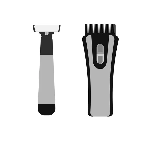 Set Isolated Items Men Haircuts White Background Shaving Machine Trimmer — Stock Vector