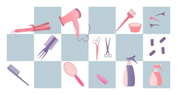 Professioneel Kapsel Gereedschap Een Set Van Gereedschappen Voor Een Haarstylist — Stockvector