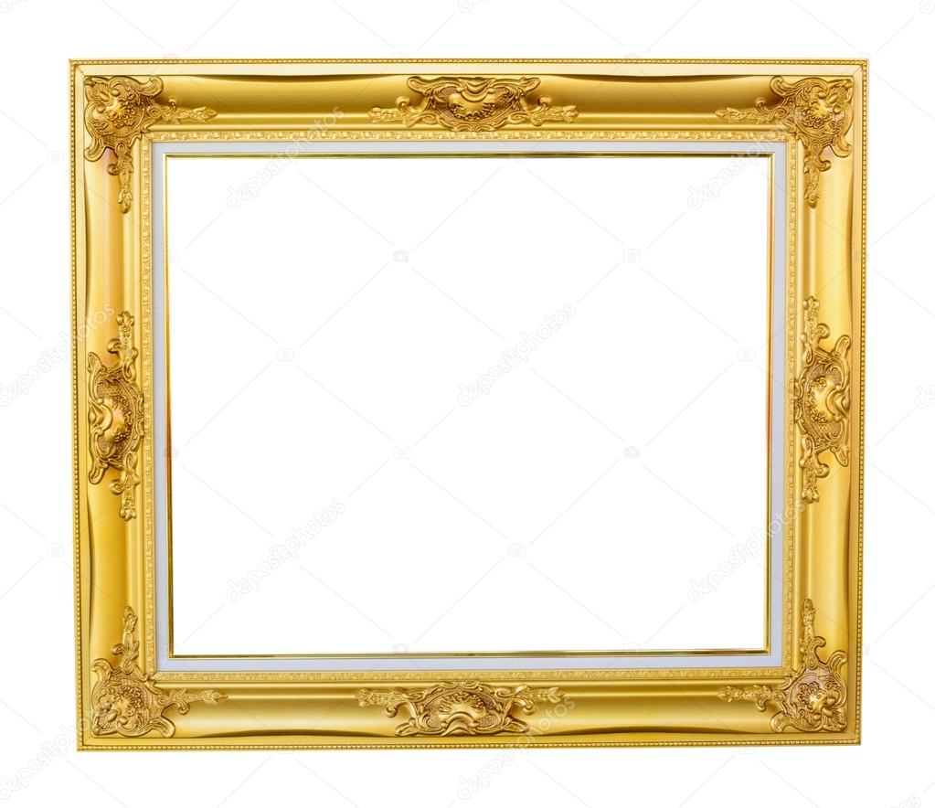 Gold louise photo frame over white background