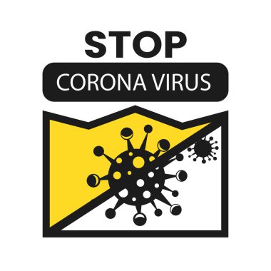 Coronavirus bilgi simgesi. Solunum yolu enfeksiyonunun nedeni. Bakteri salgını posteri. Logo işareti izole edilmiş beyaz arkaplan.