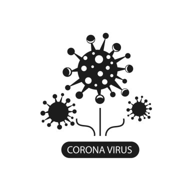Coronavirus bilgi simgesi. Solunum yolu enfeksiyonunun nedeni. Bakteri salgını posteri. Logo işareti izole edilmiş beyaz arkaplan.