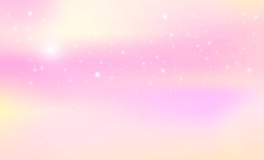 Pembe sihirli gökyüzünün fantezi arka planında parıldayan yıldızlar.