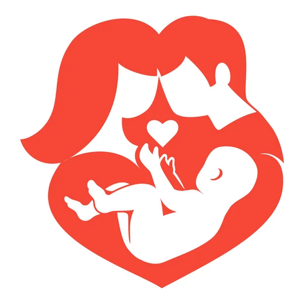 Logotipo o icono del vector familiar feliz, padre cariñoso, relación madre e hijo. La imagen está aislada sobre un fondo blanco. — Vector de stock