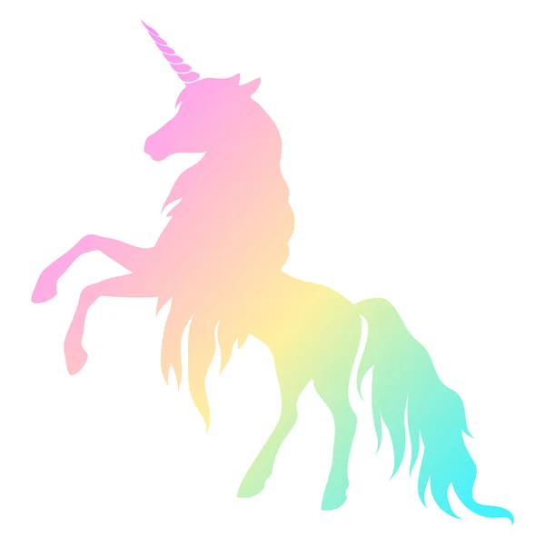 Siluet unicorn. Siluet pelangi dengan latar belakang putih. Elemen untuk membuat desain dan dekorasi. - Stok Vektor