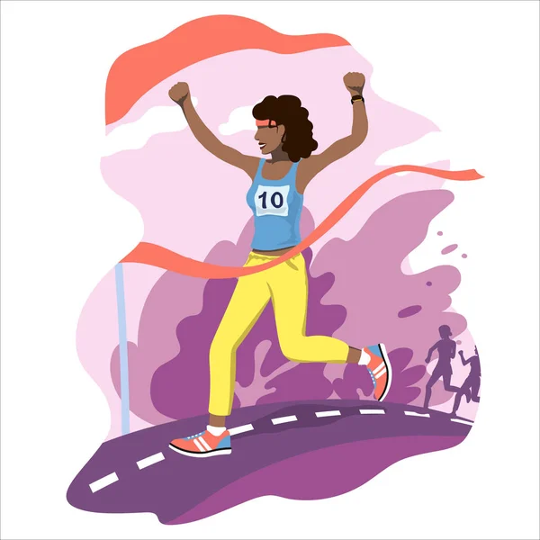 Marathon. Illustration von Sport in der Natur und einem gesunden Lebensstil. — Stockvektor