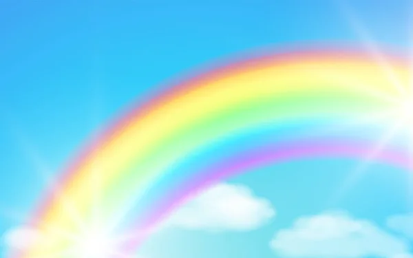 神奇蓝天的幻想背景，白云，彩虹. — 图库矢量图片