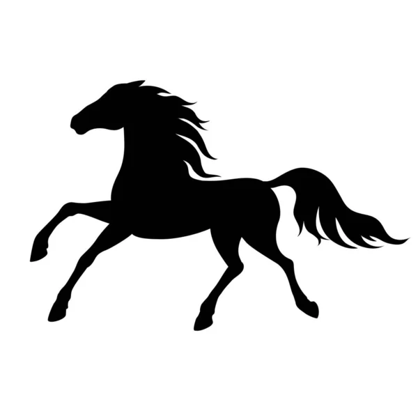 Silhouette Løpende Hest Svart Silhuett Isolert Hvit Bakgrunn Element Utforming – stockvektor