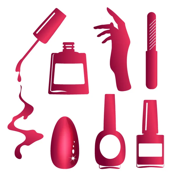 Boyalı oje, tırnak törpüsü, tırnak cilası, el cila, akıcı güzel manikür. Manikür simgeleri.