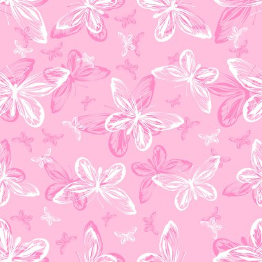 Beyaz arka planda gökkuşağı kelebekleri olan kusursuz bir desen. Kumaş ve ambalaj kağıtları için desen.