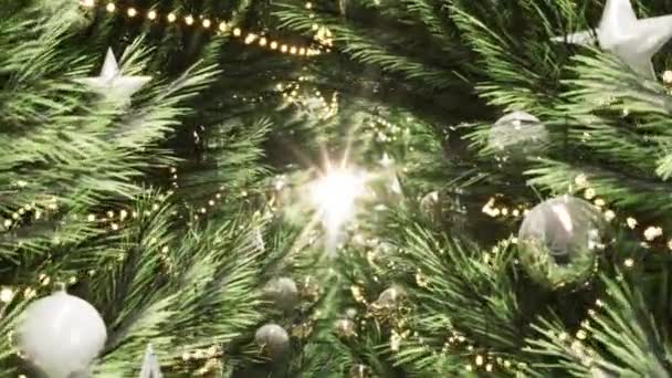 Christmas Tree Decorations. Close up a Christmas tree lights. Many Christmas trees — Stock Footage Christmas Tree Decorations Close Christmas Tree Lights Many Christmas Trees Royalty Free Stock Footage