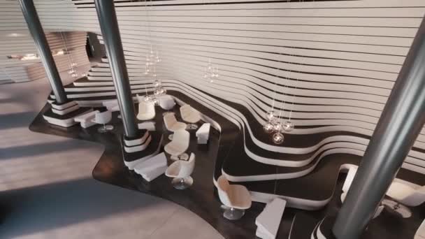 Otel Lobisindeki Modern Salon Otel Lobisinin Dinlenme Odasının Üstünde Görselleştirme — Stok video