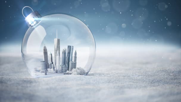 Globe Verre Noël Avec New York Boule Neige Noël New — Video