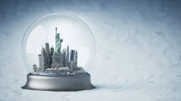 Статуя Свободы Стеклянном Шаре Снежного Шара Снежный Шар Нью Йорка Лицензионные Стоковые Изображения