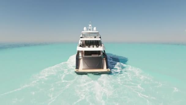 Luksusowy Jacht Wypływający Morze Widok Lotu Ptaka Luksusowy Jacht Turkusowej — Wideo stockowe