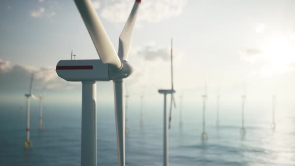 Énergie Parc Éolien Dans Océan Parc Éolien Offshore Dans Mer — Video