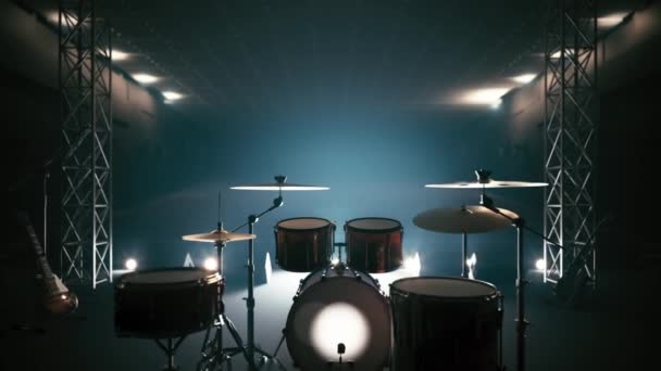 Primo Piano Una Batteria Kit Tamburi Contro Luce Drum Set — Video Stock