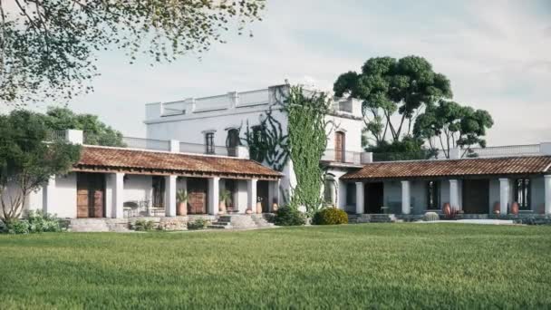 Villa Lujo Mexicana Lujosa Casa Privada Con Césped Verde Visualización — Vídeos de Stock