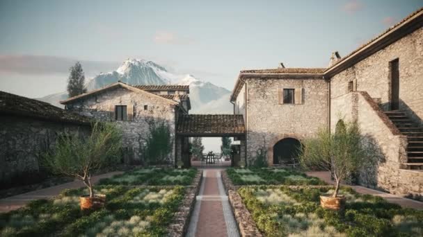 Oude Villa Italië Een Oud Herenhuis Met Een Grote Tuin — Stockvideo