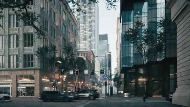 Una Concurrida Encrucijada Una Gran Ciudad Cruce Ocupado Ciudad Moderna — Vídeos de Stock