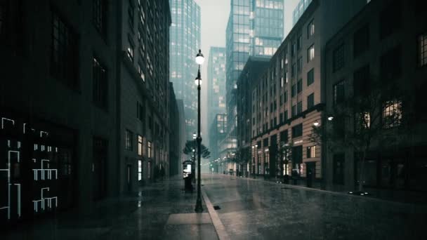 Empty City Streets Rain Heavy Rain City Visualization Stock Footage