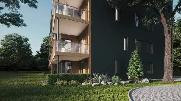Zelené Nádvoří Moderní Obytné Budovy Krásné Nádvoří Bytového Domu Moderní — Stock video