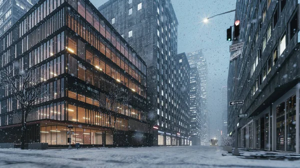 Zăpadă Într Oraș Gol Zăpadă Grea Oraș Furtună Zăpadă Manhattan fotografii de stoc fără drepturi de autor