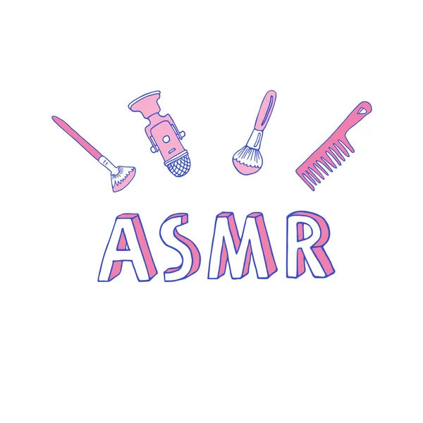 Логотип ASMR, эмблема, включая оборудование — стоковый вектор
