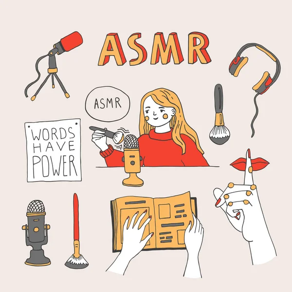 Disparadores y equipo ASMR — Vector de stock