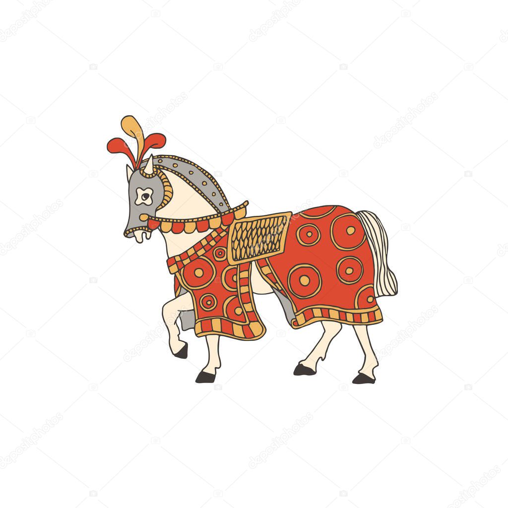 Knight horse. Chivalry and crusade concept