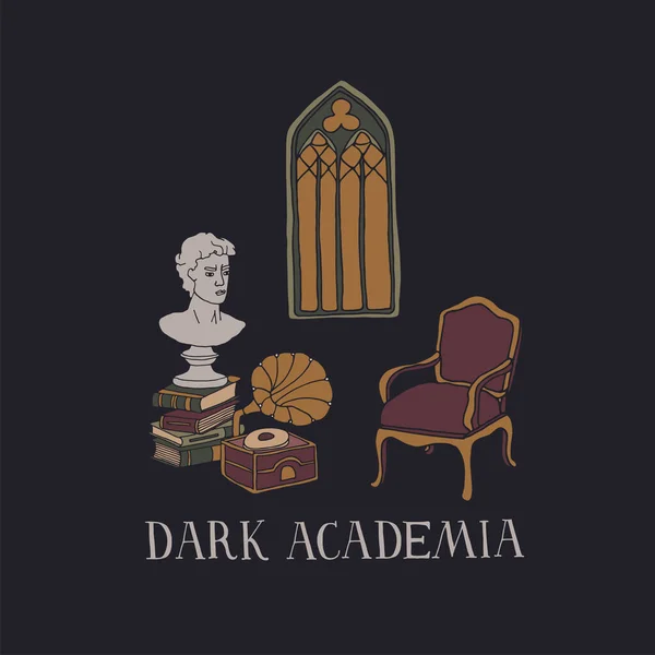 Conceito Dark Academia — Vetor de Stock
