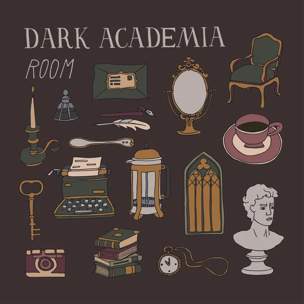 Dark Academia rumskoncept — Stock vektor