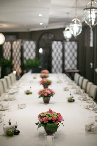 decorated table set with flowers