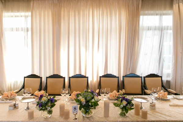 Mesa decorada para recepção de casamento — Fotografia de Stock