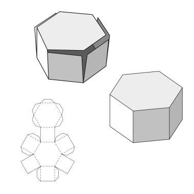 Die kesme şablonu kutusuyla. Ambalaj kutusu için gıda, Hediyelik veya diğer ürünleri. Beyaz arka plan üzerinde izole. Tasarımınız için hazır. Ürün Ambalaj vektör Eps10