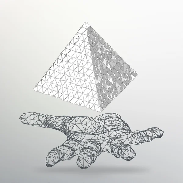 Triangel geometrisk bakgrund. Abstrakt 3D kaotisk Pyramid på armen. Vektor illustration Eps10. — Stock vektor