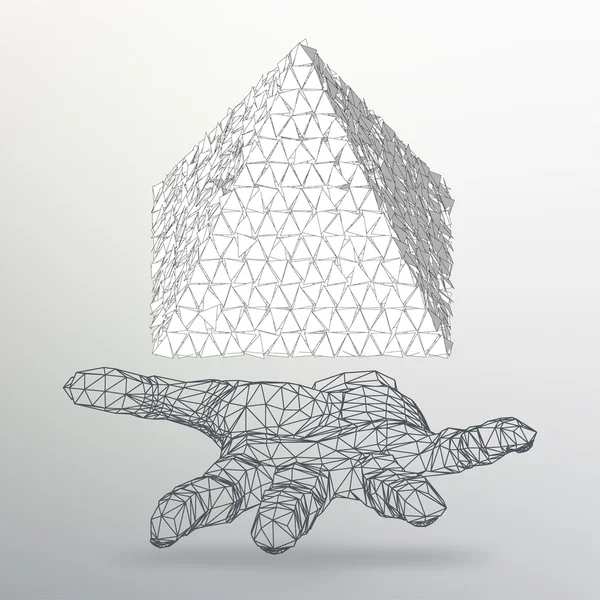 Driehoek geometrische achtergrond. Abstract 3D chaotische piramide op de arm. Vector illustratie Eps10. — Stockvector