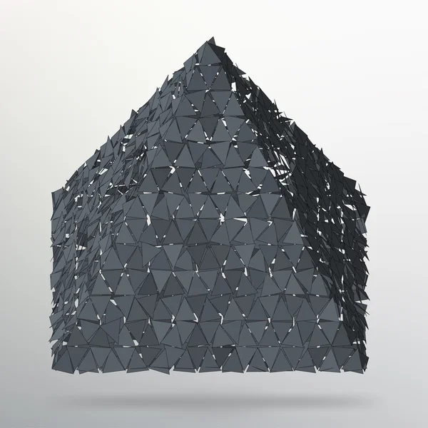 Driehoek geometrische achtergrond. Abstracte 3D chaotische piramide. Vector illustratie Eps10. — Stockvector