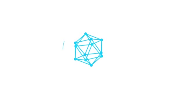 Barra de carregamento de círculo. A rede tridimensional na forma de um poliedro. Raios de luz do centro . — Vídeo de Stock