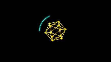 Daire yükleme bar. Üç boyutlu kafes bir Çokyüzlü şeklinde. Merkezi ışık ışınları. Video ayrı alfa kanalı ile.