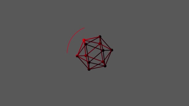 Circle loading bar. The three-dimensional lattice in the form of a polyhedron. Rays of light from the center. Video with separate alpha channel. — Stock Video