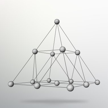 Geometrik şekillerin Soyut Yaratıcı kavram vektör arka plan - piramit. Çizgilerin ve noktaların kapsamı. Moleküler kafes. Çokgenlerin yapısal ızgarası. Tasarım tarzı antetli ve broşür için