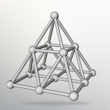 Geometrik şekillerin Soyut Yaratıcı kavram vektör arka plan - piramit. Çizgilerin ve noktaların kapsamı. Moleküler kafes. Çokgenlerin yapısal ızgarası. Tasarım tarzı antetli ve broşür için